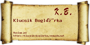 Klucsik Boglárka névjegykártya