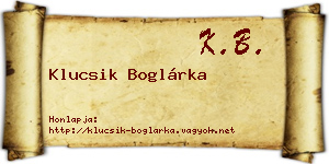 Klucsik Boglárka névjegykártya